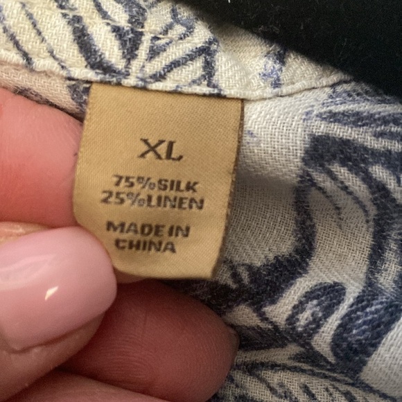 🔥 TASSO ELBA Mens Silk/Linen shirt short sleeve Beach Coastal vacation Sz XL - Picture 7 of 11